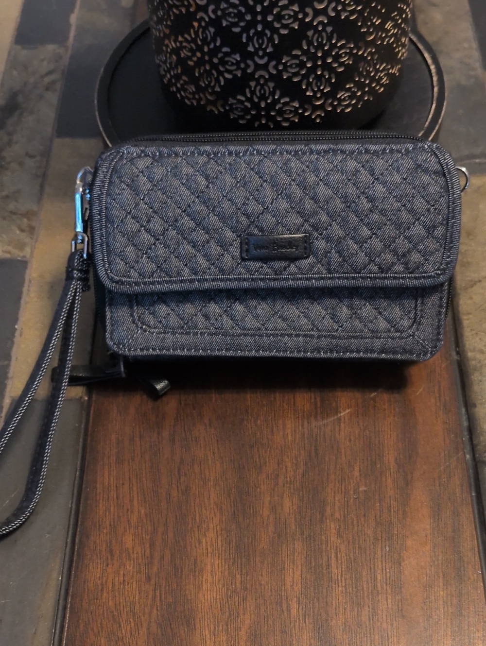 Vera Bradley Iconic RFID Riley Quilted Denim Compact Wallet
